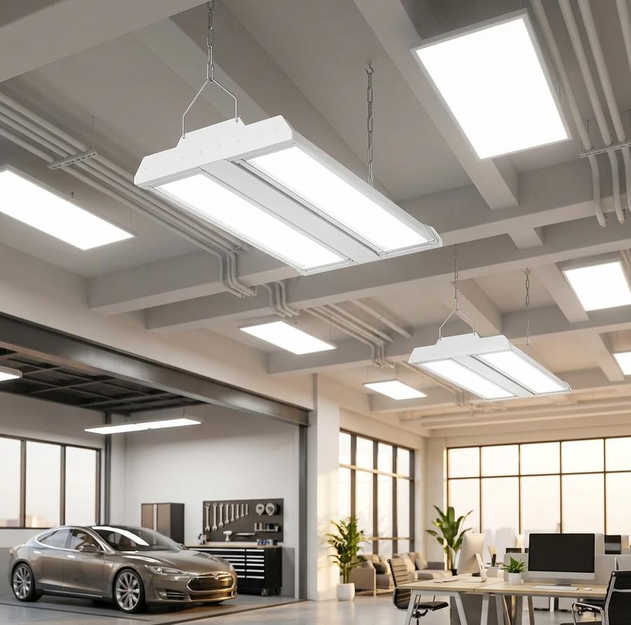150W LED Linear High Bay Light over a two-car garage