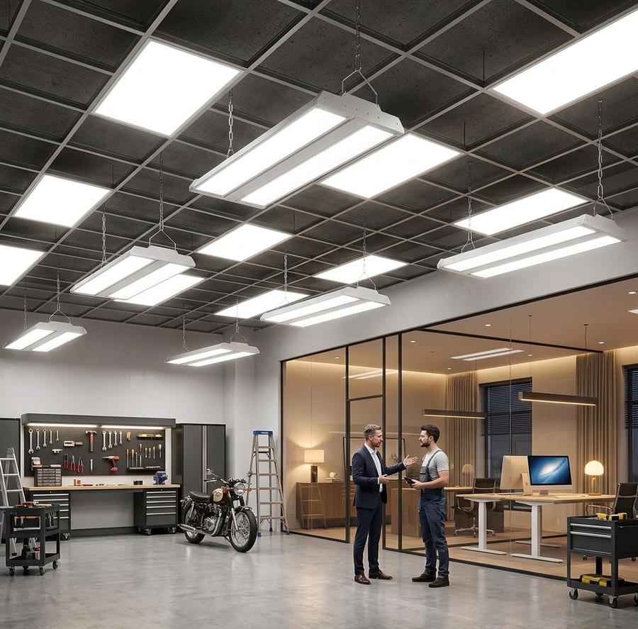 200W LED Linear High Bay Shop Light in a warehouse bay